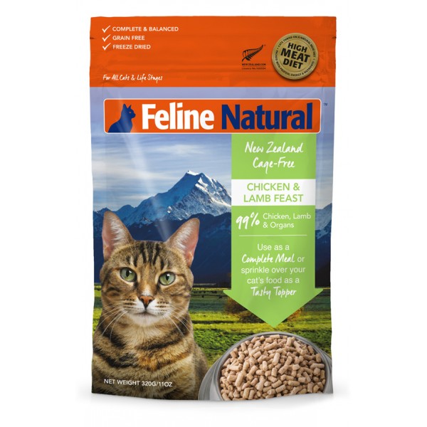 Feline Natural Freeze-Dried Chicken & Lamb 320g FV-600x600
