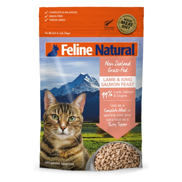 Feline Natural Freeze-Dried Lamb & King Salmon 320g FV-600x600